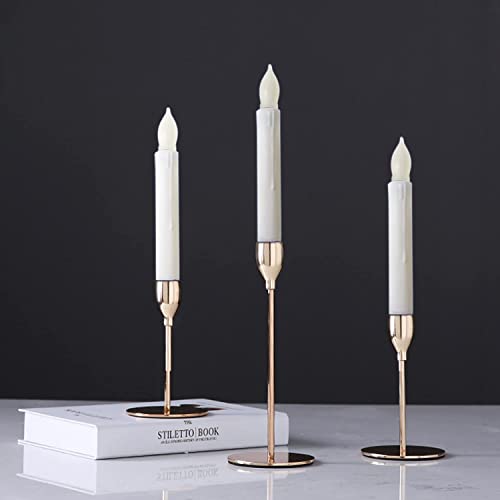 Warm White Taper Candles Battery Operated with Remote Control, 12pcs Short Led Candle Lights for Thanksgiving Day, Christmas Party, Fireplace Mantle, Wall Sconces, Halloween Decoration