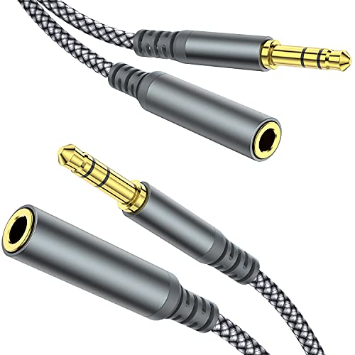 Headphone Extension Cable, [2-Pack, 6.6ft Hi-Fi ] 3.5mm Extension AudioMale to Female Aux Adapter Hi-Fi Sound Stereo Extender Cord for Headset, iPhone, iPad, Smartphones, Tablets & More (Grey)