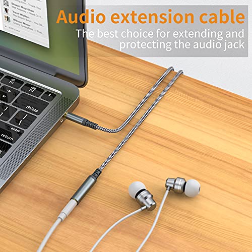 Headphone Extension Cable, [2-Pack, 6.6ft Hi-Fi ] 3.5mm Extension AudioMale to Female Aux Adapter Hi-Fi Sound Stereo Extender Cord for Headset, iPhone, iPad, Smartphones, Tablets & More (Grey)