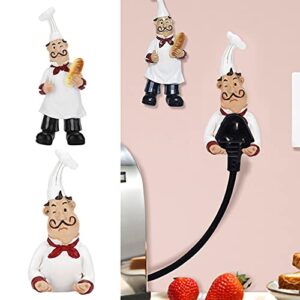 Pssopp 2Pcs Chef Figurine Wall Hooks, Adhesive Chef Figurines Wall Mount Kitchen Appliances Hanger for Home Kitchen Restaurant Bakery