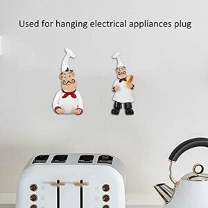 Pssopp 2Pcs Chef Figurine Wall Hooks, Adhesive Chef Figurines Wall Mount Kitchen Appliances Hanger for Home Kitchen Restaurant Bakery