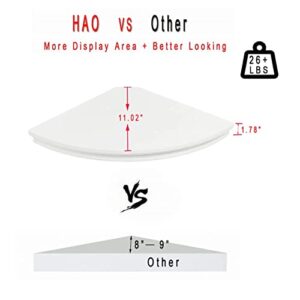 HAO Floating Corner Shelf Invisible Wall Mounted Shelves Radial Shape Cable Wire Hole Pattern Perfect for Bedroom Bathroom Living Room Kitchen Set of 2 White