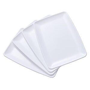 n9r 10pcs white plastic serving trays - 11“ x 8“ rectangle serving platters with 10pcs butcher paper - tray decor, food tray for party