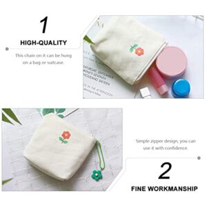 DOITOOL Pouches for Purse Sanitary Napkin Storage Bag Cute Sanitary Pad Pouch Zipper Pouch Coin Purse Mini Canvas Cash Bags Makeup Bag Toiletry Pouch Portable Coin Bags White Purple Green Small Zipper Wallet