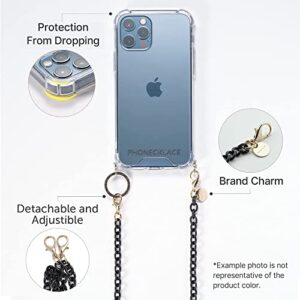 phonecklace iPhone 12Promax Crossbody Phone Case with Adjustible Chain Strap -Shockproof Cellphone Cover with Metal Component for Safe. Detachable 14K Gold Plated Chain Strap