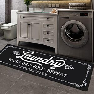 pauwer farmhouse laundry room rugs runner 20"x59" long non slip waterproof laundry mats kitchen floor carpet durable cushioned natural rubber foam area rug for laundry room kitchen bathroom