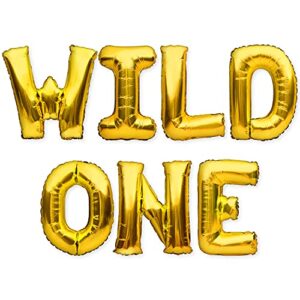 partyforever wild one balloons banner gold foil 1st birthday party decorations and supplies sign