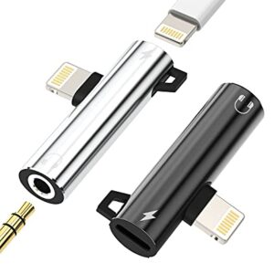 Headphone Adapter Lightning to 3.5mm AUX Audio Jack and Charging Dongle Earphone Headset Splitter Compatible with iPhone 11 12 13 Mini pro max xs xr x 7 8 Ipad Air para Y Cable Cord Converter Earbud