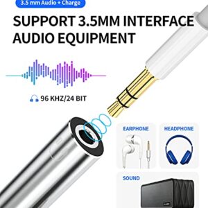 Headphone Adapter Lightning to 3.5mm AUX Audio Jack and Charging Dongle Earphone Headset Splitter Compatible with iPhone 11 12 13 Mini pro max xs xr x 7 8 Ipad Air para Y Cable Cord Converter Earbud