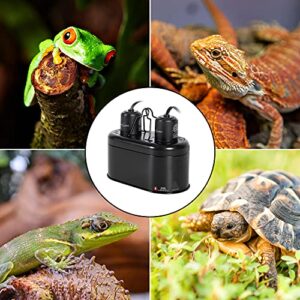 REPTI ZOO Nano Combo Reptile Deep Dome Dual Lamp Fixture and Digital Thermometer Reptile Dual Lamp Cap Combo Integration Design Max 40 Watts Max Bulb Height 4 in Per Socket UVB Light Fixture