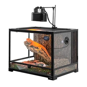 REPTI ZOO Nano Combo Reptile Deep Dome Dual Lamp Fixture and Digital Thermometer Reptile Dual Lamp Cap Combo Integration Design Max 40 Watts Max Bulb Height 4 in Per Socket UVB Light Fixture