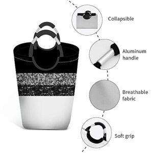 Wondertify Silver Black Sequins Laundry Hamper Shiny Pailette Clothes Basket With Easy Carry Handles For Clothes Organizer Toys Storage Grey Spangles