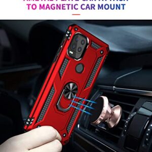 YZOK Compatible with Moto G Stylus 5G Case,with HD Screen Protector,[Military Grade] Ring Car Mount Kickstand Hybrid Hard PC Soft TPU Shockproof Protective Case for Motorola G Stylus 5G (Red)