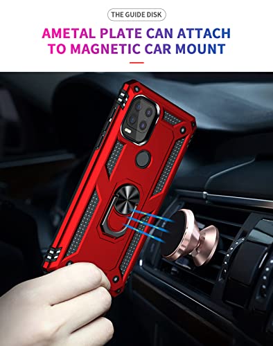 YZOK Compatible with Moto G Stylus 5G Case,with HD Screen Protector,[Military Grade] Ring Car Mount Kickstand Hybrid Hard PC Soft TPU Shockproof Protective Case for Motorola G Stylus 5G (Red)