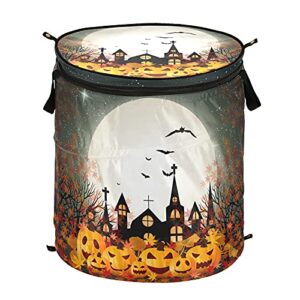 halloween pumpkin haunted house pop up laundry hamper with lid foldable storage basket collapsible laundry bag for camping organization home