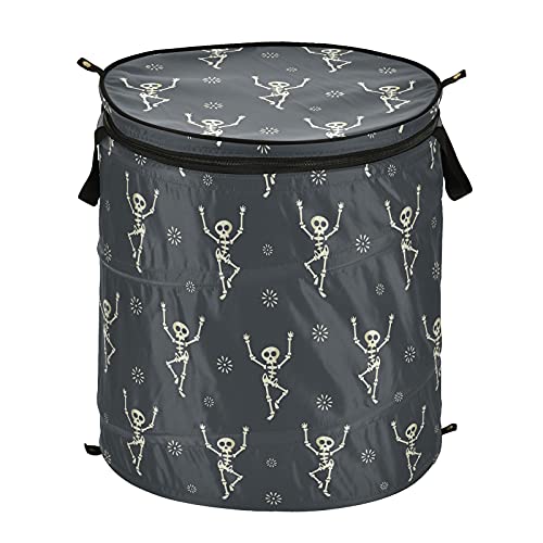 Dancing Skull Halloween Pop Up Laundry Hamper with Lid Foldable Storage Basket Collapsible Laundry Bag for Camping Hotel Dormitory