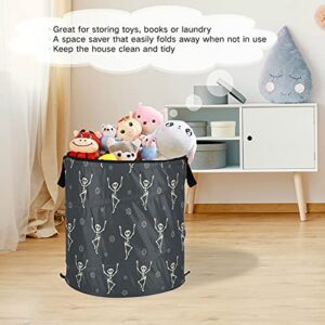 Dancing Skull Halloween Pop Up Laundry Hamper with Lid Foldable Storage Basket Collapsible Laundry Bag for Camping Hotel Dormitory