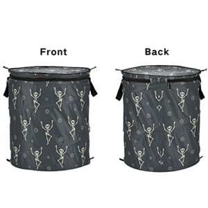 Dancing Skull Halloween Pop Up Laundry Hamper with Lid Foldable Storage Basket Collapsible Laundry Bag for Camping Hotel Dormitory