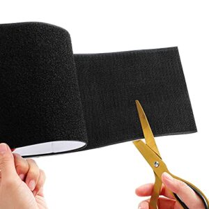 Hook and Loop Tape Double Sided Hook and Loop Tape with Adhesive Back Fastener Strip Reusable Double Side Hook Roll Sticky Glue Nylon Patch, Black (6 Inch Width 1 Yard Length)