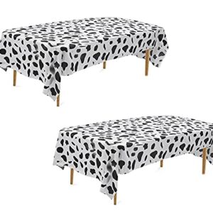 2 Pcs Disposable Black and White Cow Print Plastic Tablecloth, 108 Inch x 54 Inch Ractangle Tablecover, for Party, Dance and Picnic (Black White Cow Print, 2)