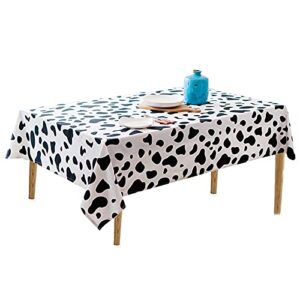 2 Pcs Disposable Black and White Cow Print Plastic Tablecloth, 108 Inch x 54 Inch Ractangle Tablecover, for Party, Dance and Picnic (Black White Cow Print, 2)