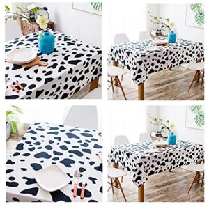 2 Pcs Disposable Black and White Cow Print Plastic Tablecloth, 108 Inch x 54 Inch Ractangle Tablecover, for Party, Dance and Picnic (Black White Cow Print, 2)