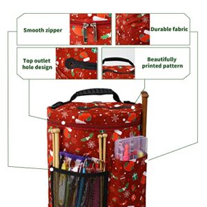 Qukou Yarn Storage Portable Bag, Normal Capacity Knitting Projects Organizer for Yarns, Crochet Hooks, Knitting Needles