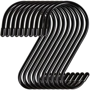 dingee 6 inch large s hooks for hanging plants,10 pack black heavy duty s hooks,matte s shaped hooks for hanging clothes,plants outdoor, pots and pans, towels jeans hats, light