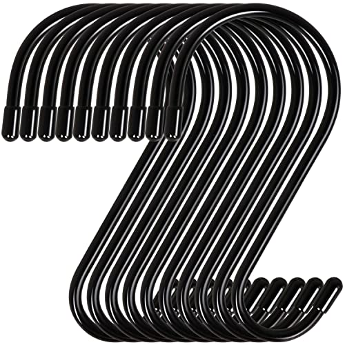 DINGEE 6 Inch Large S Hooks for Hanging Plants,10 Pack Black Heavy Duty S Hooks,Matte S Shaped Hooks for Hanging Clothes,Plants Outdoor, Pots and Pans, Towels Jeans Hats, Light