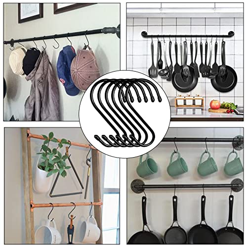 DINGEE 6 Inch Large S Hooks for Hanging Plants,10 Pack Black Heavy Duty S Hooks,Matte S Shaped Hooks for Hanging Clothes,Plants Outdoor, Pots and Pans, Towels Jeans Hats, Light