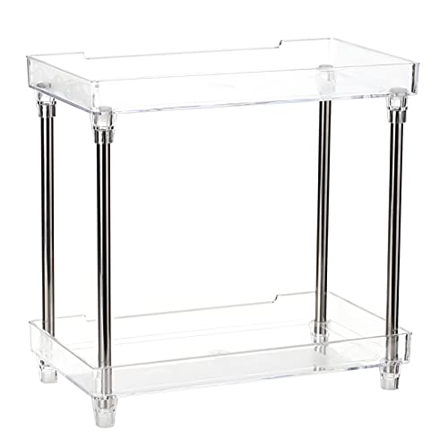 Bathroom Countertop Organizers, Transparent Cosmetic Organizer Tray Makeup Storage Shelf Caddy Stand for Bathroom Vanity Bedroom Kitchen (2-Tier)