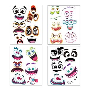 4 pcs halloween pumpkin decorating stickers, multi-pattern dampproof faces pumpkin decorating stickers, perfect for decorating pumpkins, pumpkin cards and clothes to add the atmosphere of halloween pa