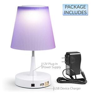 TW Lighting Purple Lamp for Girls Bedrooms - Modern Small Table Lamp for Bedroom, Bedside Nightstand, Nursery, Cute Kids Lamp with USB Charging Port, 3-Level Touch Dimmable Switch