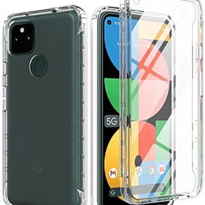 Swoders4u for Google Pixel 5A 5G Case with Built-in Screen Protector, [Hard Front Cover + Soft Back Cover] Full Body Shockproof Phone Case Clear Protective Cover Case