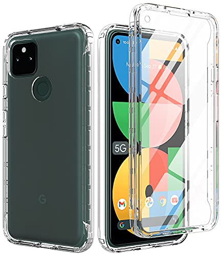 Swoders4u for Google Pixel 5A 5G Case with Built-in Screen Protector, [Hard Front Cover + Soft Back Cover] Full Body Shockproof Phone Case Clear Protective Cover Case