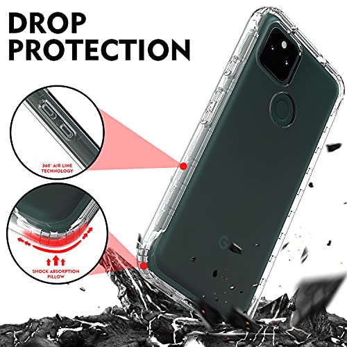 Swoders4u for Google Pixel 5A 5G Case with Built-in Screen Protector, [Hard Front Cover + Soft Back Cover] Full Body Shockproof Phone Case Clear Protective Cover Case