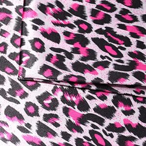 yutone 59" wide satin fabric, leopard skin animal print design creative contemporary artwork, 100% polyester by the yard(pink)