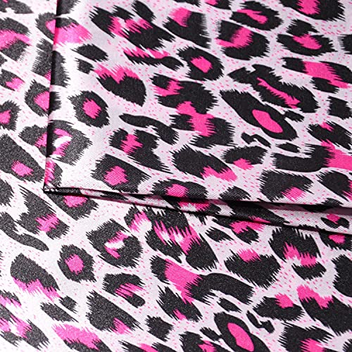 Yutone 59" Wide Satin Fabric, Leopard Skin Animal Print Design Creative Contemporary Artwork, 100% Polyester by The Yard(Pink)