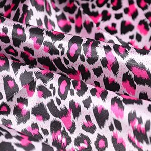 Yutone 59" Wide Satin Fabric, Leopard Skin Animal Print Design Creative Contemporary Artwork, 100% Polyester by The Yard(Pink)