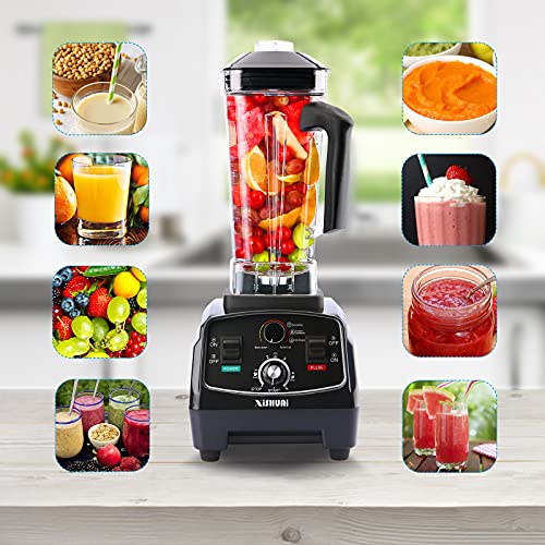 XiSHUAi Blender Professional Countertop Blender for Kitchen, 2200W High Speed Smoothie Blender Machine for Shakes and ice, commercial blender with Timer, 68OZ BPA-Free Jar Pitcher, Veggies Maker, Black