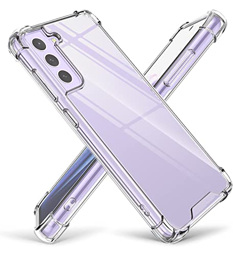 KIOMY Galaxy S21 FE Case Crystal Clear Shockproof Bumper Protective Phone Cover Hybrid Design Hard PC Back with Flexible TPU Raised Bezel & Enhanced Corners Slim Fit Skin for Samsung Galaxy S21 FE 5G