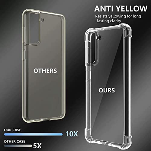 KIOMY Galaxy S21 FE Case Crystal Clear Shockproof Bumper Protective Phone Cover Hybrid Design Hard PC Back with Flexible TPU Raised Bezel & Enhanced Corners Slim Fit Skin for Samsung Galaxy S21 FE 5G