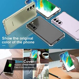 KIOMY Galaxy S21 FE Case Crystal Clear Shockproof Bumper Protective Phone Cover Hybrid Design Hard PC Back with Flexible TPU Raised Bezel & Enhanced Corners Slim Fit Skin for Samsung Galaxy S21 FE 5G