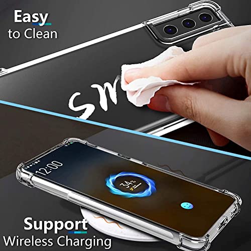 KIOMY Galaxy S21 FE Case Crystal Clear Shockproof Bumper Protective Phone Cover Hybrid Design Hard PC Back with Flexible TPU Raised Bezel & Enhanced Corners Slim Fit Skin for Samsung Galaxy S21 FE 5G