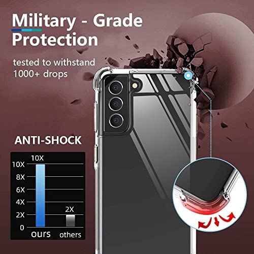 KIOMY Galaxy S21 FE Case Crystal Clear Shockproof Bumper Protective Phone Cover Hybrid Design Hard PC Back with Flexible TPU Raised Bezel & Enhanced Corners Slim Fit Skin for Samsung Galaxy S21 FE 5G