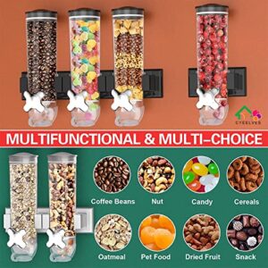 Cereal Dispenser, Food Dispenser Wall Mounted, Grain Dispenser Storage Containers with Cup, Single Control Candy Dispenser for Storing Snack Nut Coffee Beans, Kitchen Dry Cereal Dispenser, Black 1.5 L