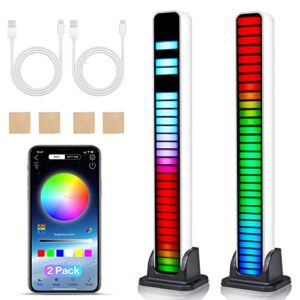 rhythm light, 2 pack rgb led lights that sync with music, color changing pickup rhythm light bar, tik tok gaming led ambient lights with bluetooth smart app sound control usb light for bedroom tv desk