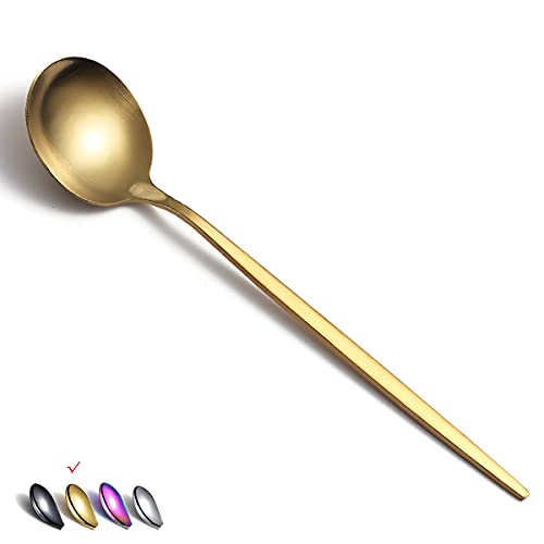 Matt Gold Dinner Spoons 6 Piece, 8.1'' Stainless Steel Tablespoons, Soup Spoons, Dessert Spoons, Spoons Silverware for Home, Kitchen or Restauran,Dishwasher Safe