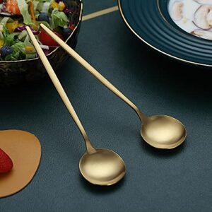 Matt Gold Dinner Spoons 6 Piece, 8.1'' Stainless Steel Tablespoons, Soup Spoons, Dessert Spoons, Spoons Silverware for Home, Kitchen or Restauran,Dishwasher Safe