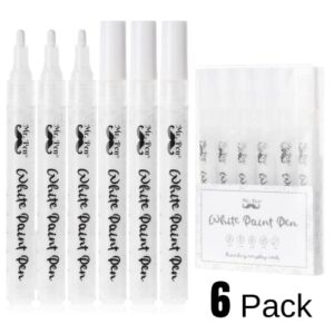 Mr. Pen- White Paint Pen, 6 Pack, Water-Based, Acrylic Paint Marker, White Paint Marker, White Pens for Art, White Markers for Black Paper, White Paint Pen Medium Tip, White Fabric Pen